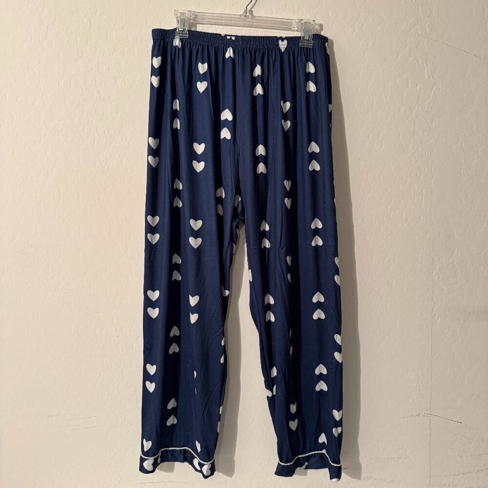 Heart Print Pajama Pants | Navy Lounge Sleepwear | Size 1XL - Picture 1 of 4